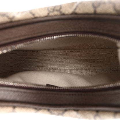 GG Supreme Monogram Textured Calfskin Web Small Attache Shoulder Bag Beige Ebony New Acero