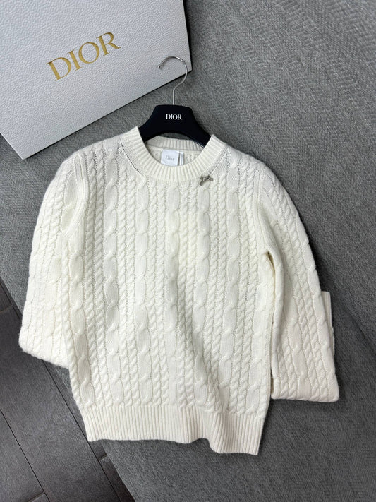 CD Sweater Beige Cashmere Twisted Knit 345309