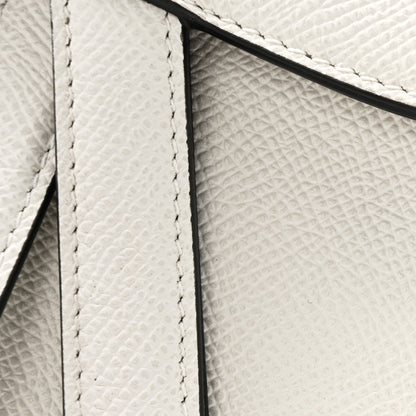 Grained Calfskin Mini Saddle Bag With Strap White