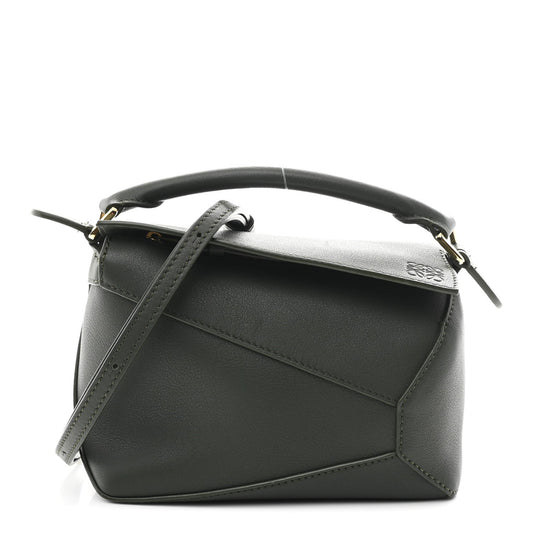 Calfskin Mini Puzzle Edge Bag Vintage Khaki