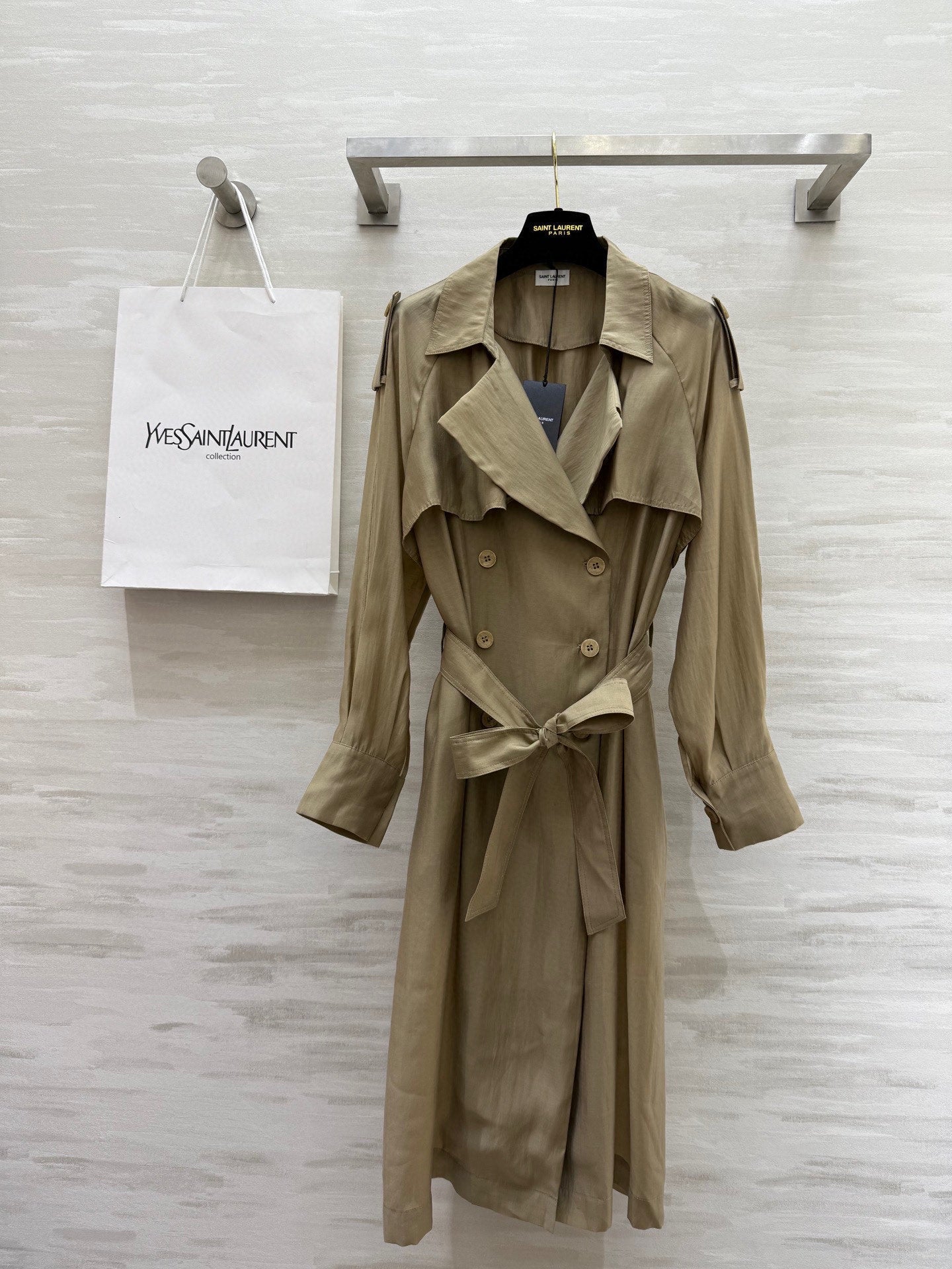 YSL 25 Windbreaker Jacket Beige Tencel