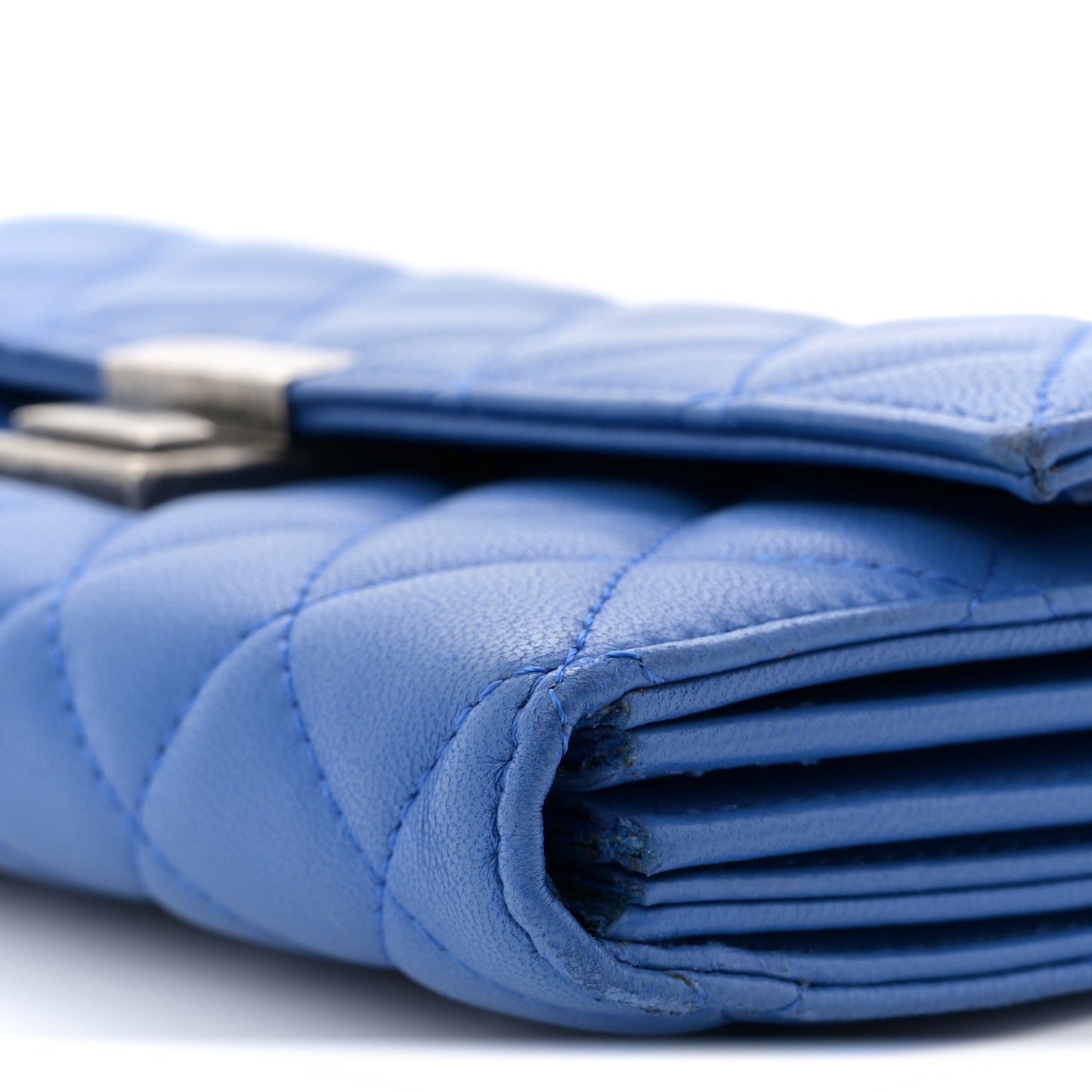 Lambskin Quilted Clutch with Chain Blue