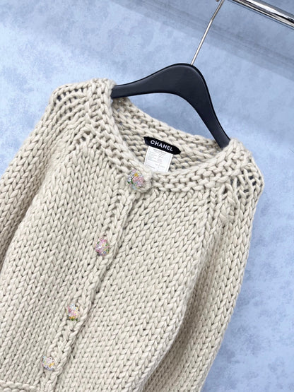 CC 2025 V-neck Cardigan Light Gray mix Purple Wool 325879