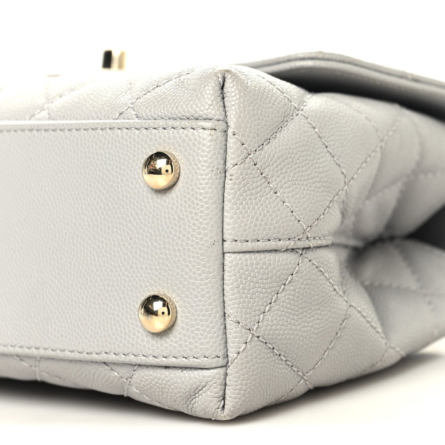 Caviar Quilted Mini Coco Handle Flap Light Grey