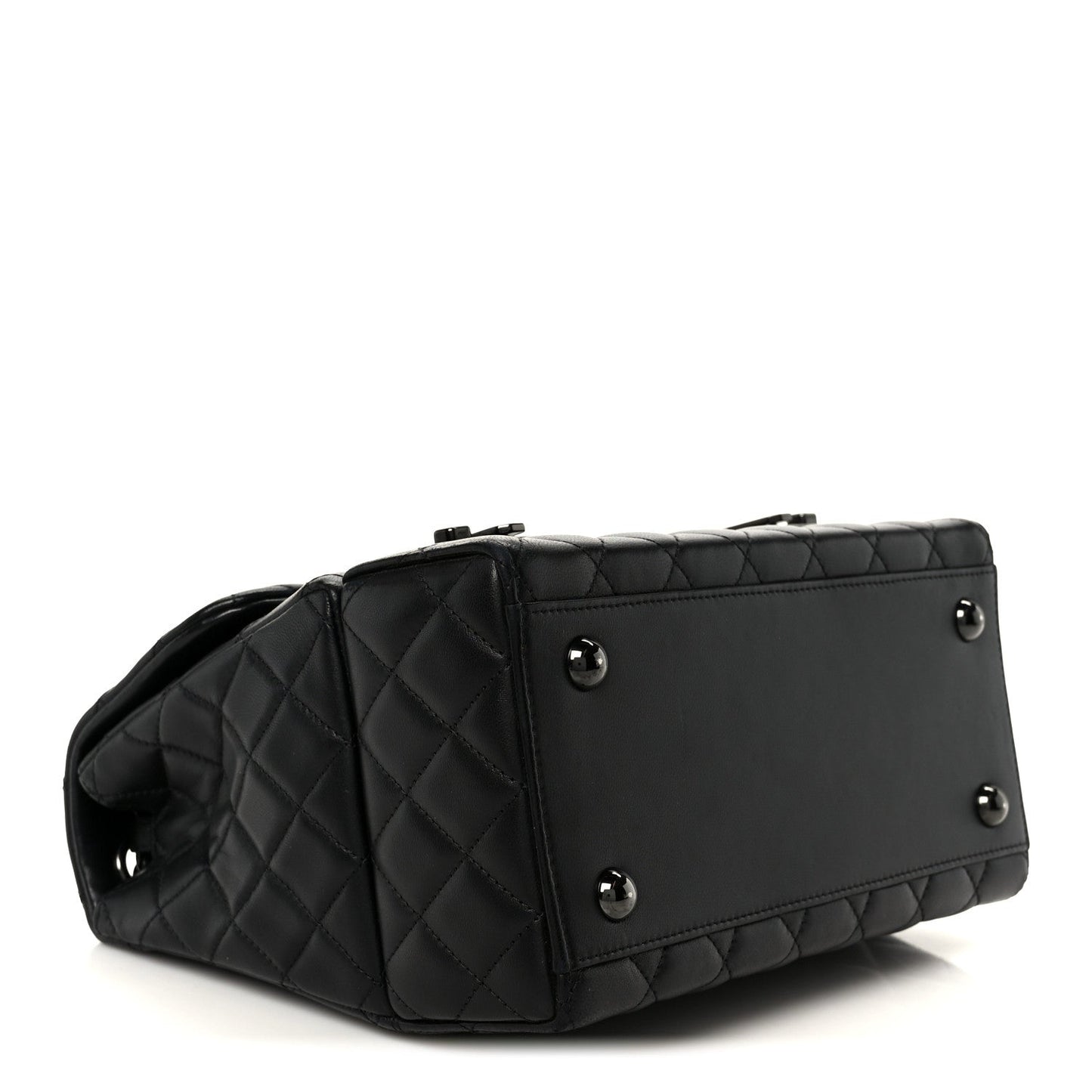 Lambskin Quilted Cockpit Flap Bag Black