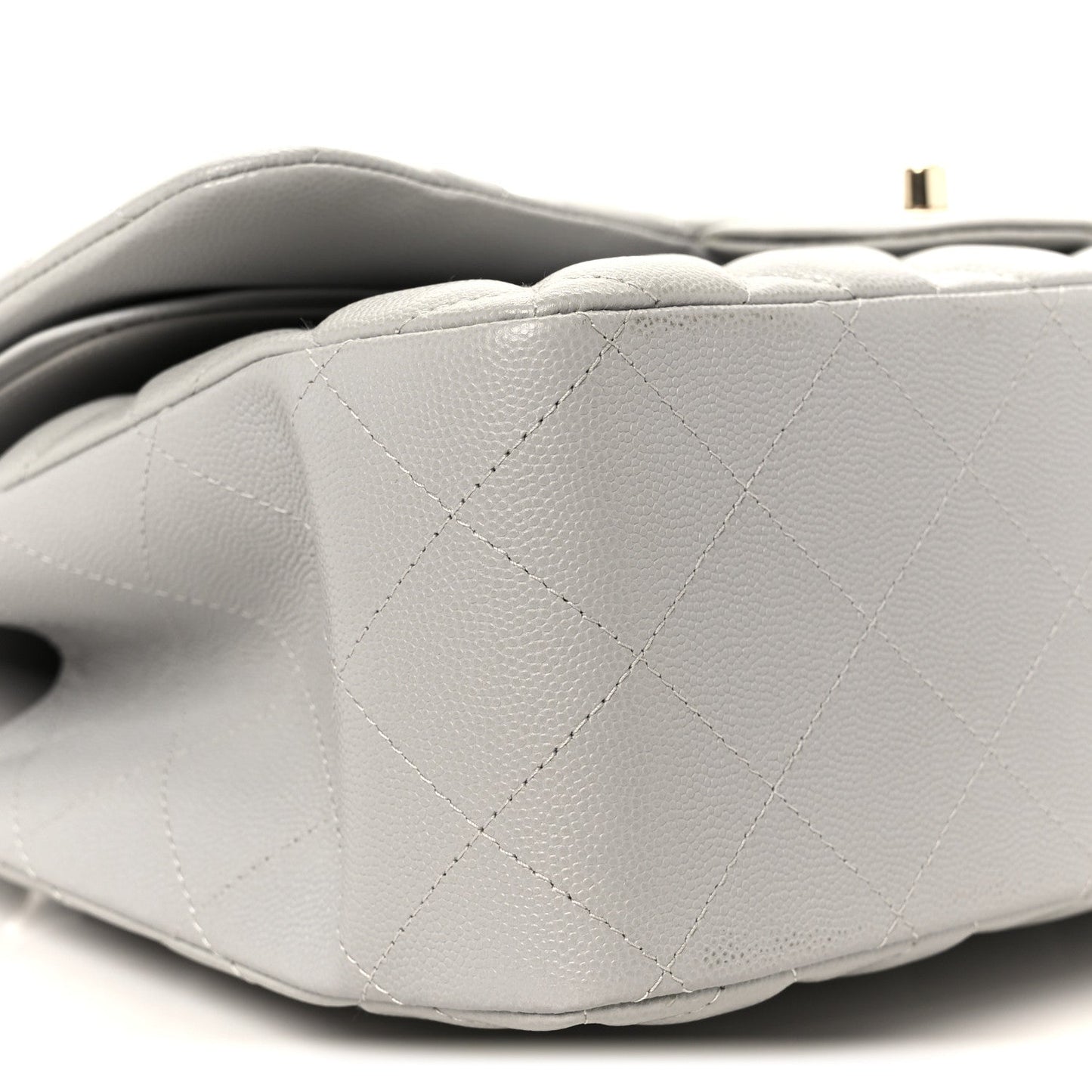 Caviar Quilted Jumbo Double Flap Grey