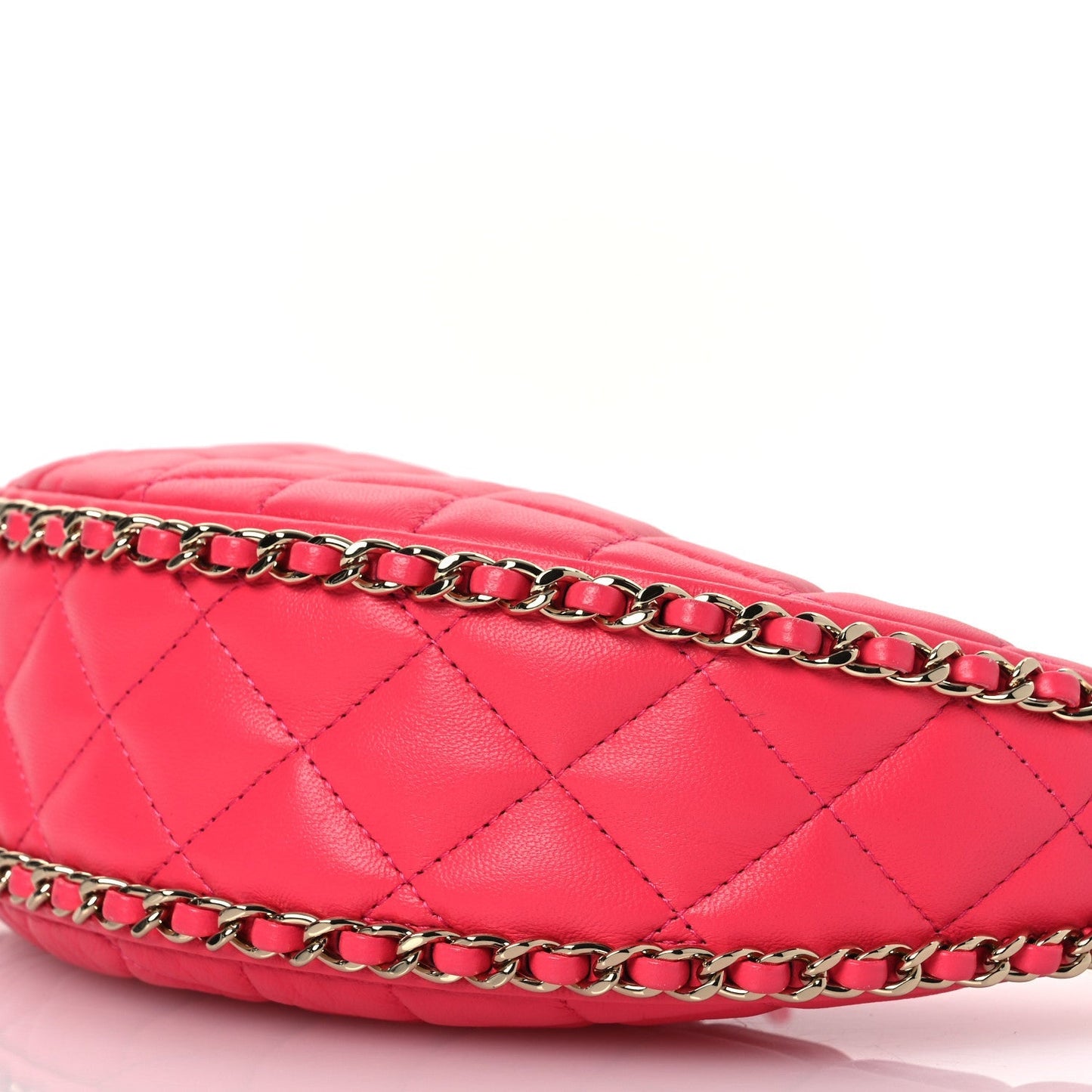 Lambskin Quilted Chain Around Hobo Pink
