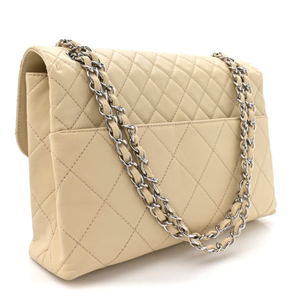 Calfskin Quilted In the Business Flap Bag Light Beige