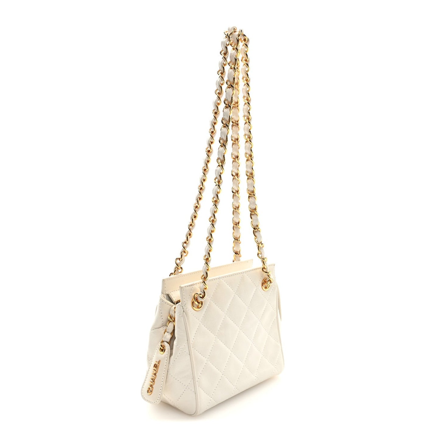 Lambskin Quilted Shoulder Bag White