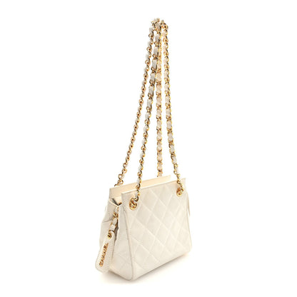 Lambskin Quilted Shoulder Bag White