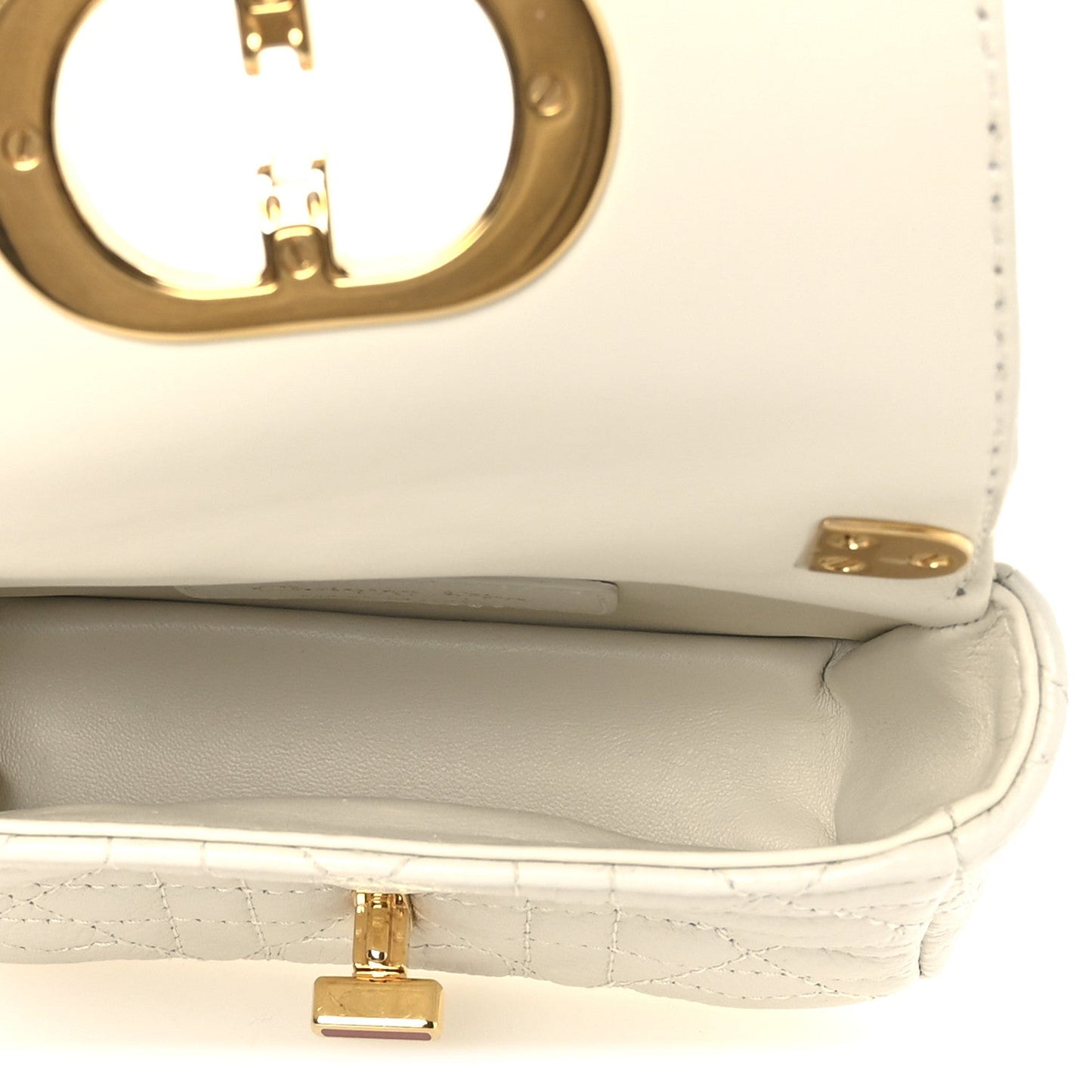 Calfskin Heart Cannage Dioramour Micro Bag Latte
