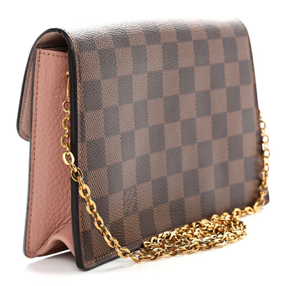 Damier Ebene Croisette Chain Wallet Magnolia