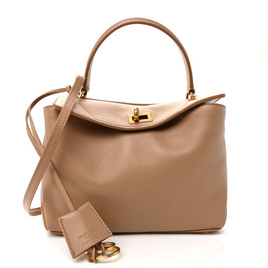 Natural Smooth Calfskin Mini Rodeo Top Handle Handbag Latte