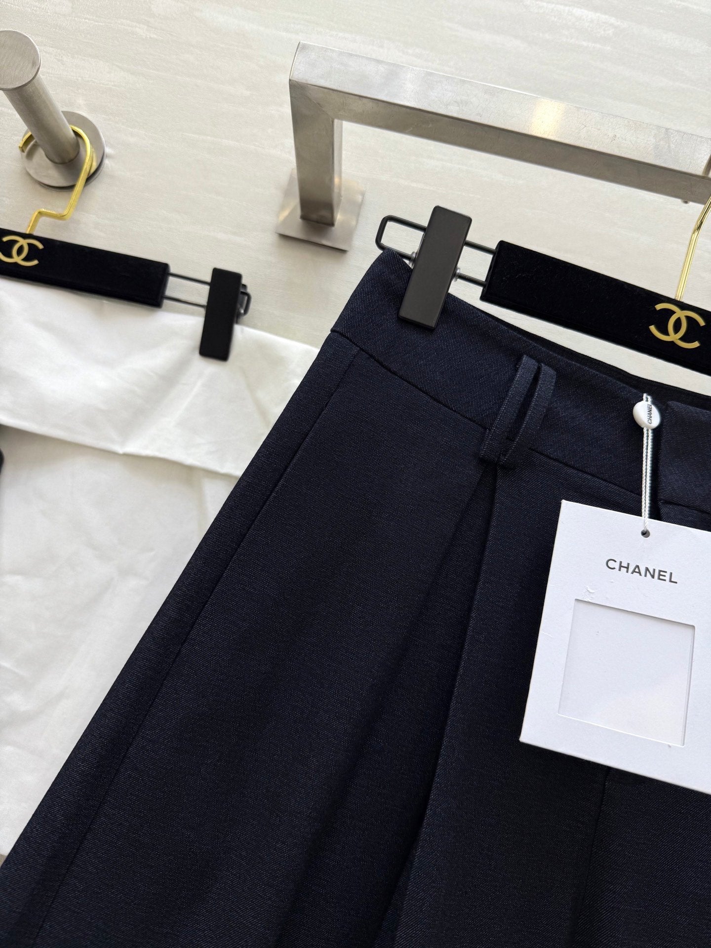 CC Straight-Leg Wide-Leg Trousers Black Cotton 346625