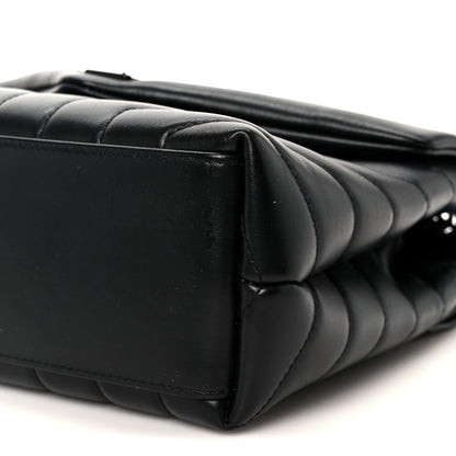 Calfskin Y Quilted Monogram Monochrome Small Loulou Chain Satchel Black