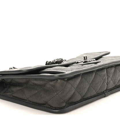 Caviar Quilted Medium French Riviera Flap Grey
