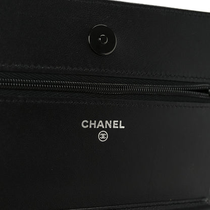 Lambskin Quilted Wallet On Chain WOC So Black