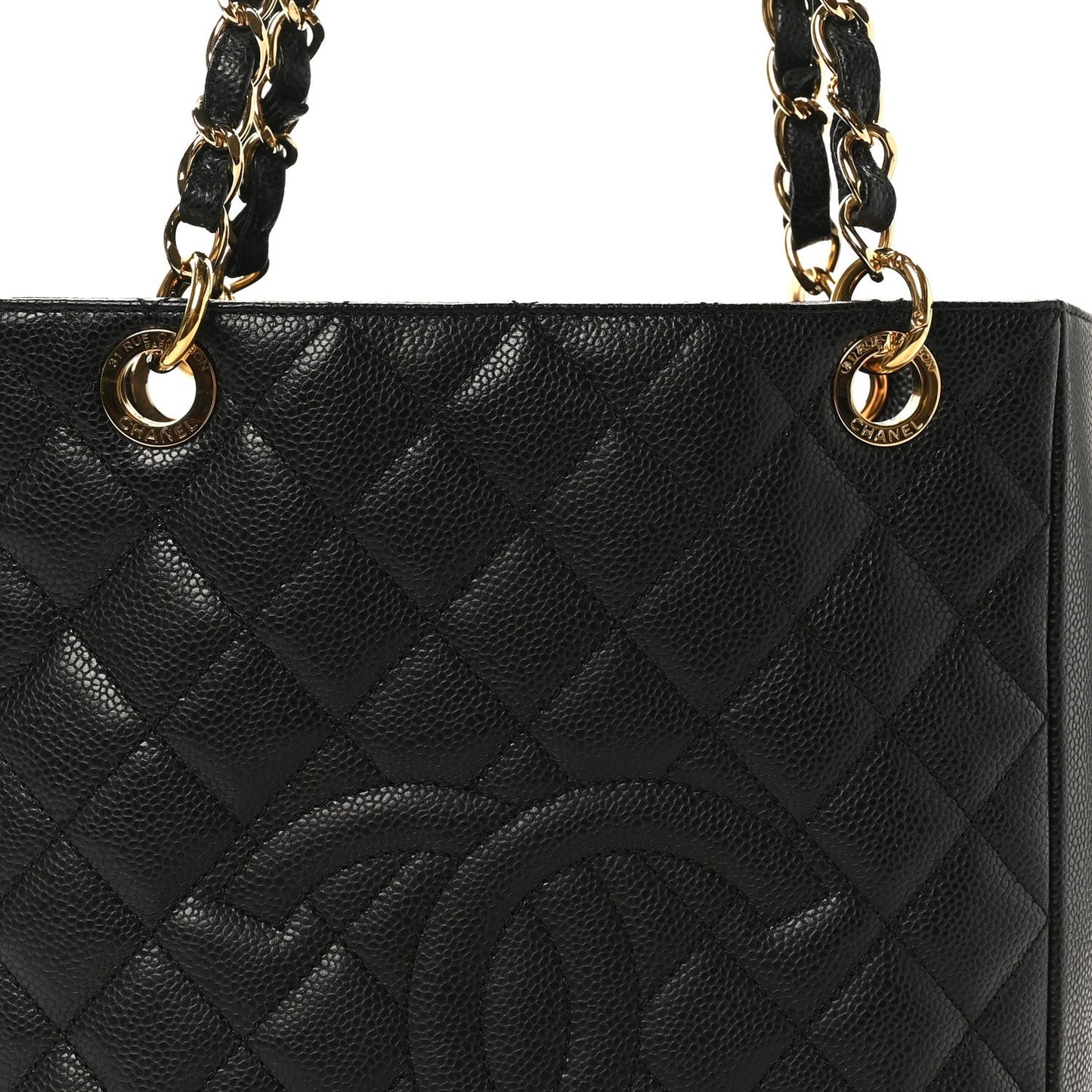 Caviar Quilted Petit Shopping Tote PST Black