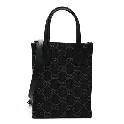 Denim Ophidia GG Monogram Mini Tote Bag Black