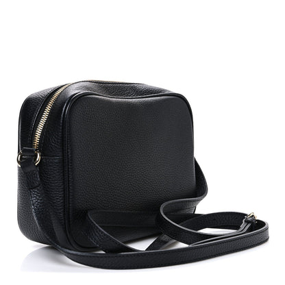 Pebbled Calfskin Small Soho Disco Bag Black
