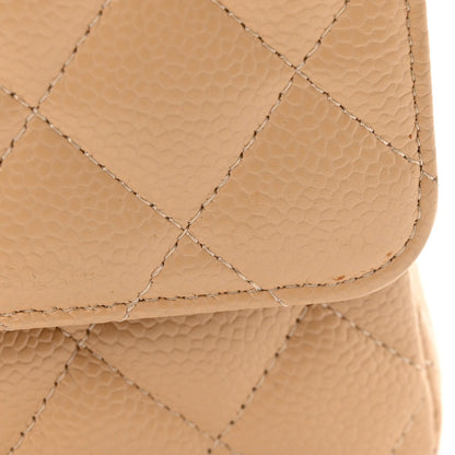 Caviar Quilted Medium Double Flap Beige Clair