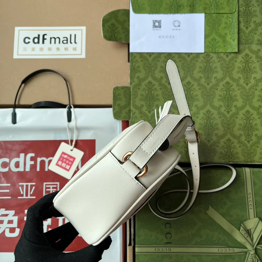 Gucci Blondie Small Shoulder White Leather Bag - 21x15.5x5cm