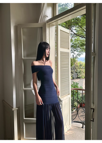 Sexy Halter V Neck White A Line Long Party Dress Formal Evening Gown