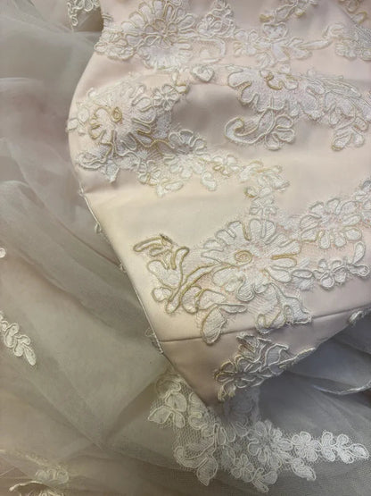 Retro Light Pink Sweetheart Applique Strapless Tulle Sweet 16 Quinceanera A-Line Evening Dress Ball Gown TP4285