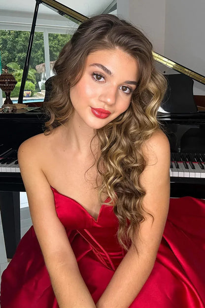 PM531,Sweetheart Red Satin A-Line Homecoming Dress, Mini Dance Gown