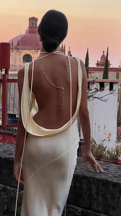 Sexy Backless Satin Sheath Prom Dress Long Evening Dress Y8280