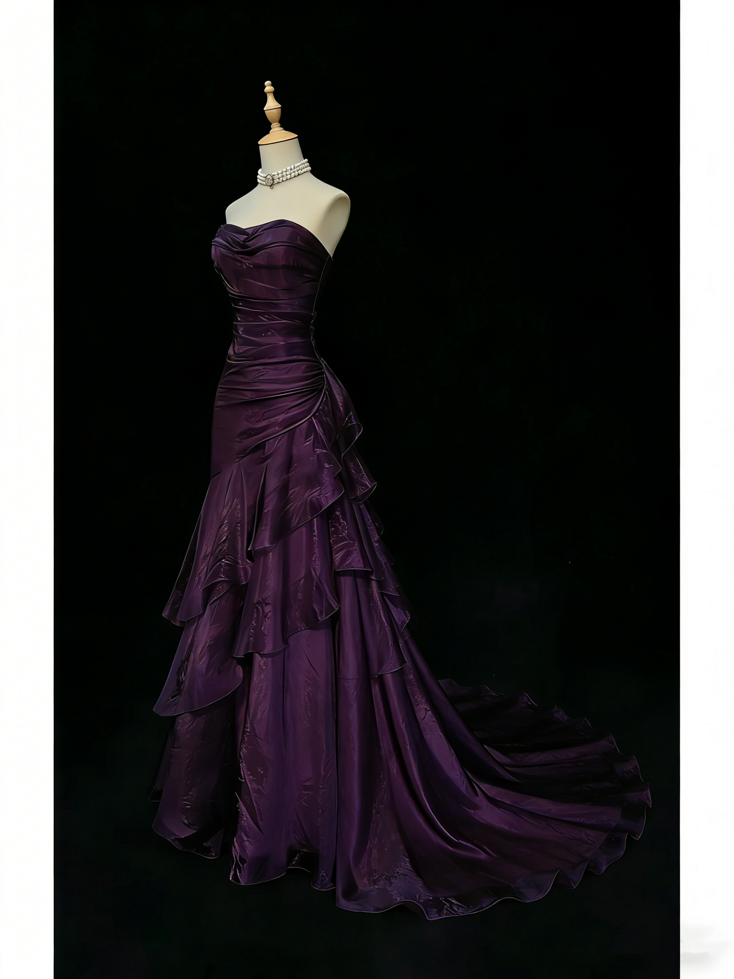 Vintage Ivory Tulle Mermaid Long Evening Dress Birthday Outfits SP941