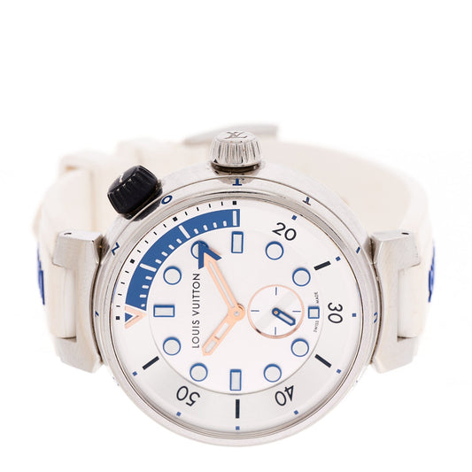 Stainless Steel Rubber 40mm Tambour Street Diver Quartz Watch White