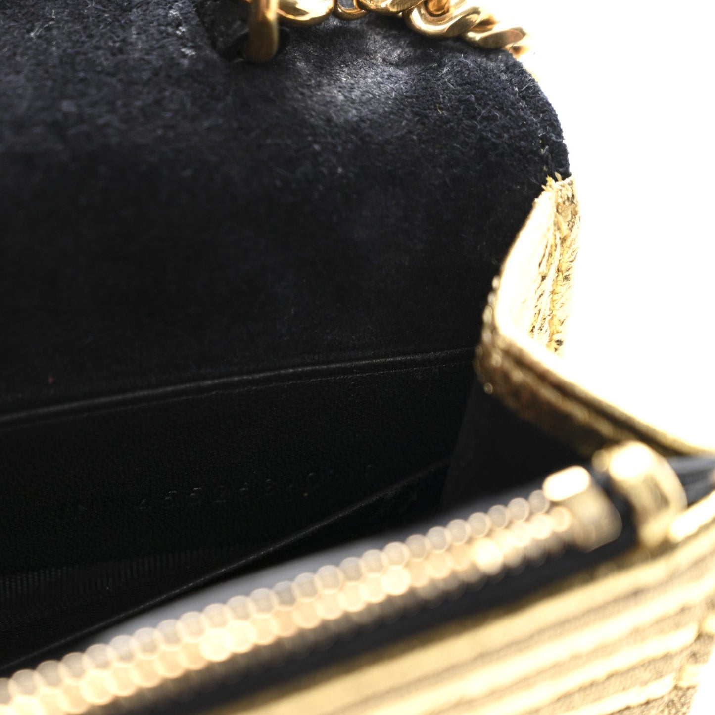Metallic Goatskin Lambskin Classic Monogram Kate Tassel Chain Wallet Gold