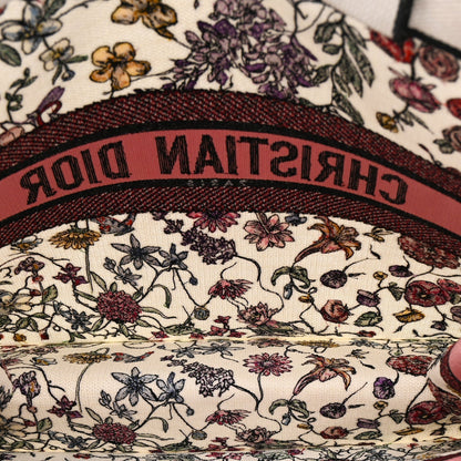 Canvas Embroidered Large Florilegio Book Tote White Multicolor