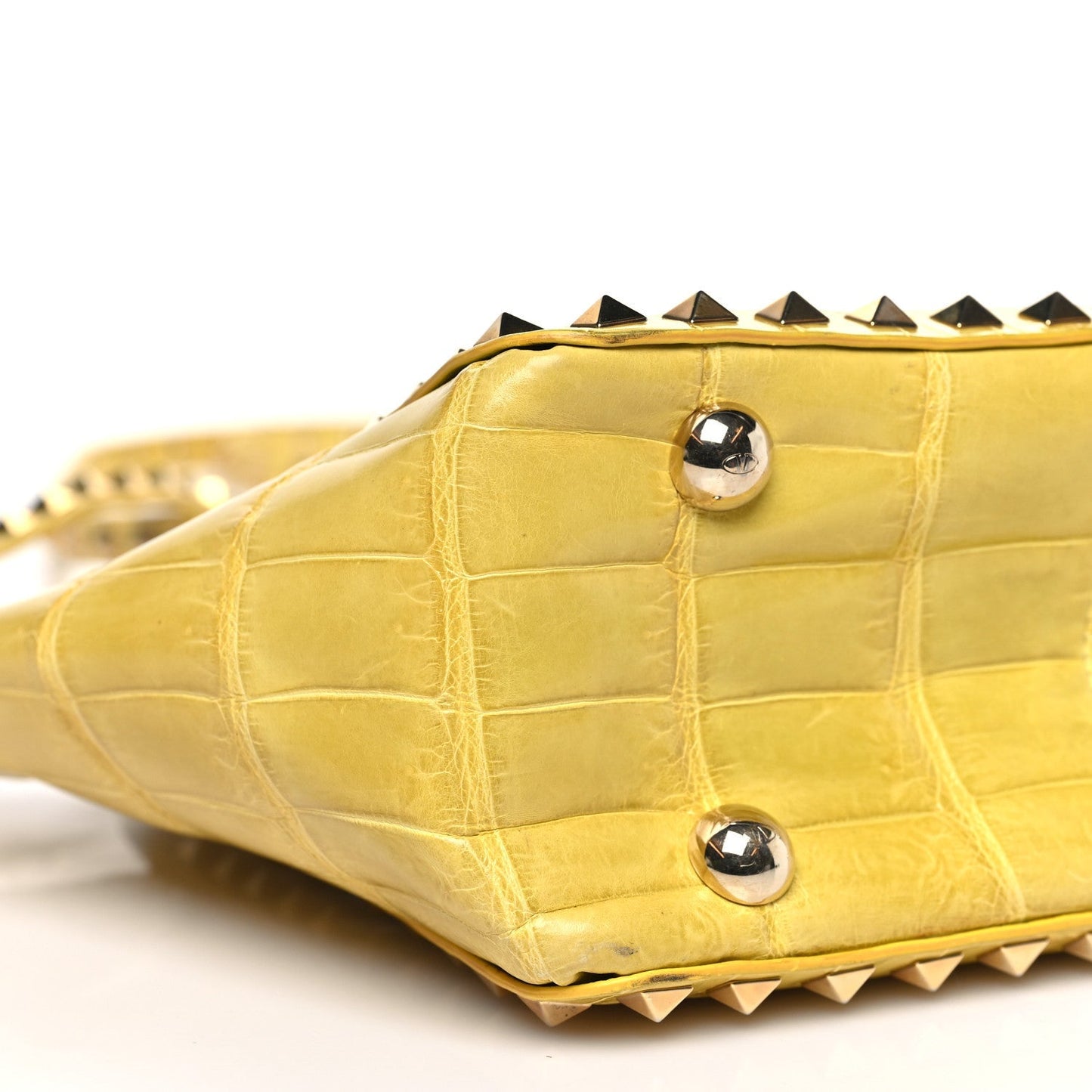 Crocodile Small Rockstud Tote Jonquill