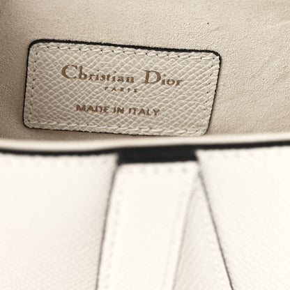 Grained Calfskin Mini Saddle Bag With Strap White