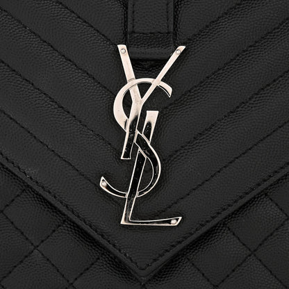 Grain De Poudre Textured Mixed Matelasse Large Triquilt Monogram Satchel Black