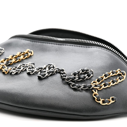 Calfskin Chain 20s Signe Waist Bag Black