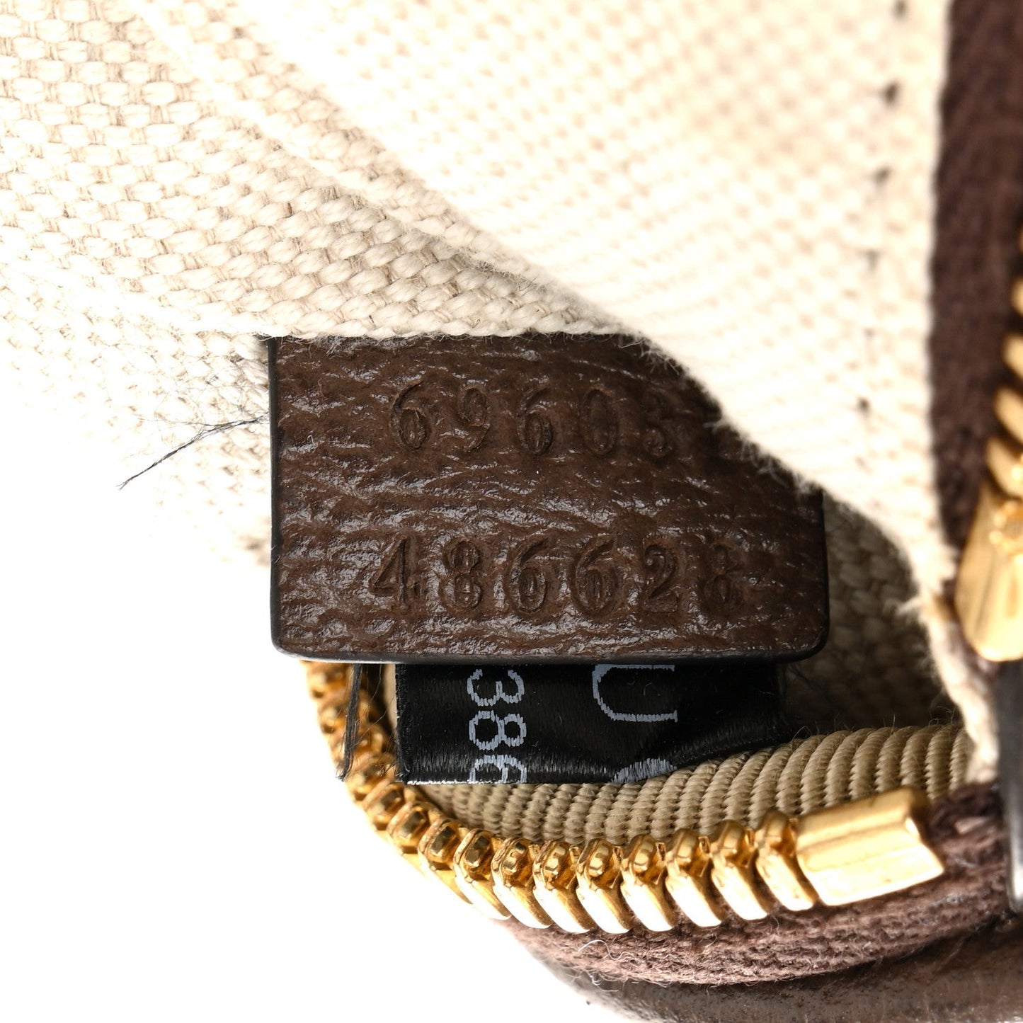Monogram Jumbo GG Textured Dollar Calfskin Web Belt Bag Camel Ebony New Acero