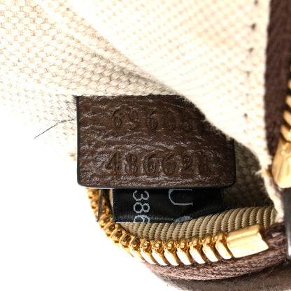 Monogram Jumbo GG Textured Dollar Calfskin Web Belt Bag Camel Ebony New Acero