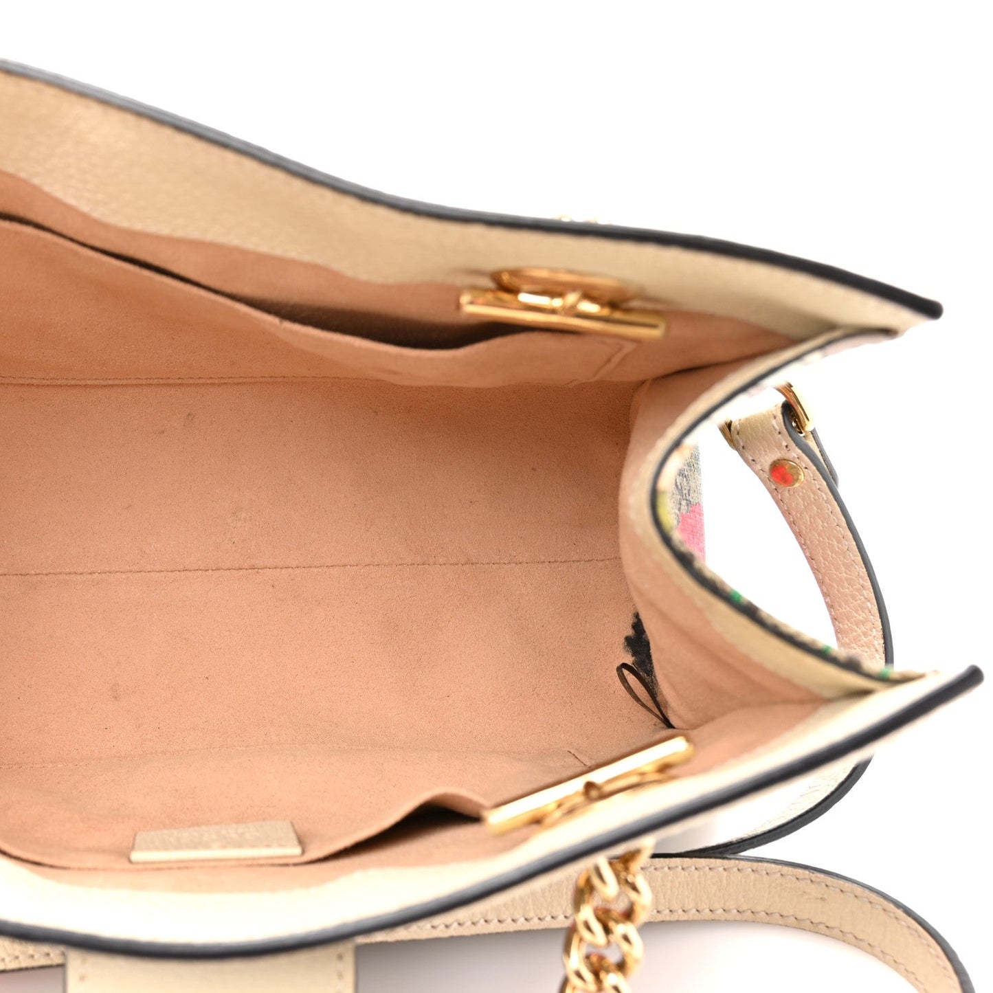 GG Supreme Monogram Flora Textured Calfskin Small Padlock Tote Beige Ebony Multicolor Mystic White