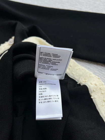 CC 25A Babydoll Dress Viscose Pure Black With White Threaded Edging  277247