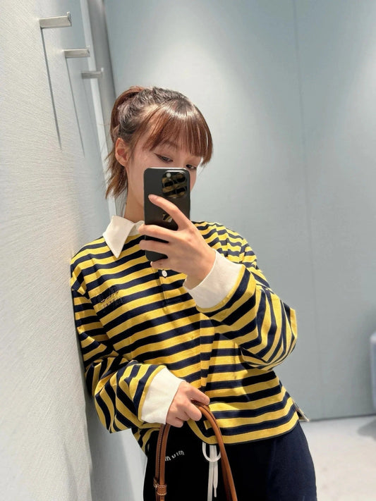 MIUMIU STRIPED SHIRT WITH LAPEL COLLAR STYLE 44