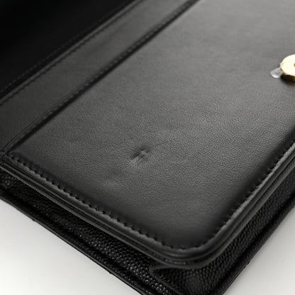Caviar Quilted Pocket Clutch With Chain WOC Black