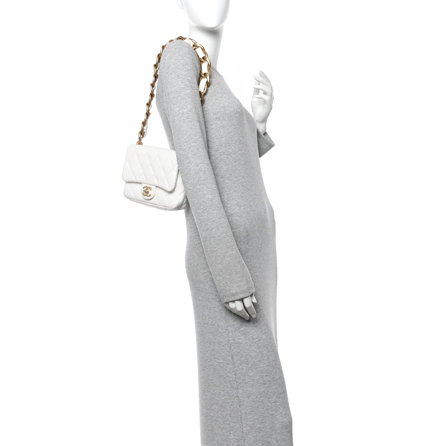 Lambskin Quilted Small CC Funky Town Flap White