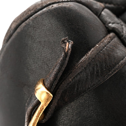 Lambskin Quilted Drawstring Backpack Black