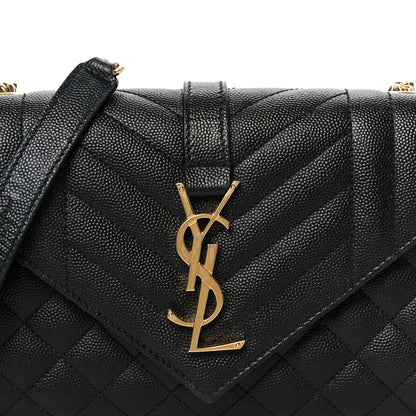 Grain De Poudre Textured Mixed Matelasse Triquilt Small Monogram Satchel Black