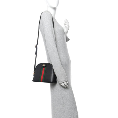 Calfskin GG Web Small Ophidia Dome Shoulder Bag Black