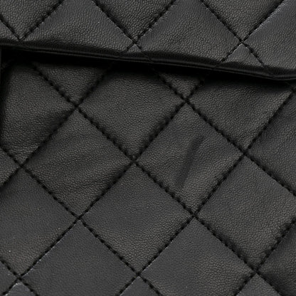 Lambskin Quilted Medium Double Flap Black