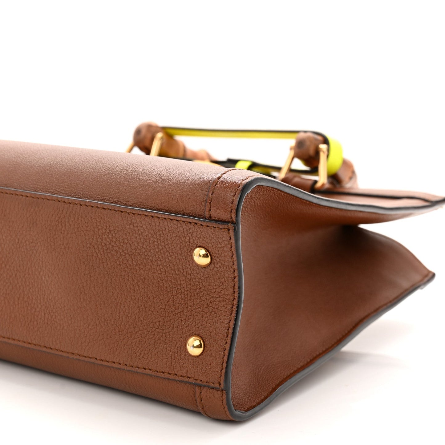 Wonka Grain Calfskin Small Diana Tote Bag Cuir Yellow Fluo